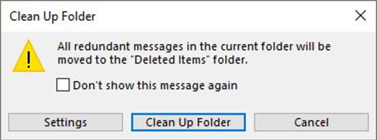 Cleaning up folder in Outlook.