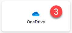 Screenshot of the OneDrive card indicated by the number three. There’s a little cloud emblem.  