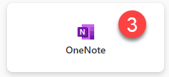  Screenshot of the OneNote card, indicated by the number three. 