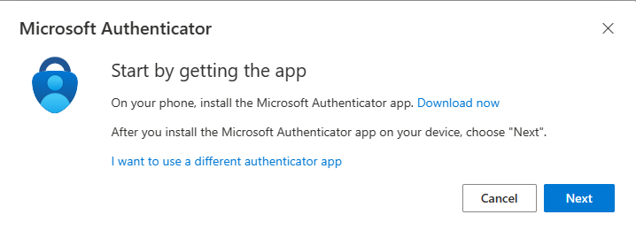 The prompt to download the Microsoft Authenticator app, which can be ignored because the Microsoft Authenticator was already migrated to the new iPhone when it was moved.
