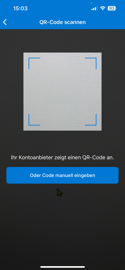 The scan mode of the Microsoft Authenticator.